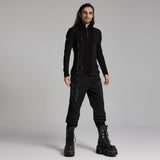 Goblin Men's Punk Half-Zip Long Sleeve Top in Black