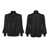 Heathcliff Men's Gothic Jacquard Ruffle Shirt in Black