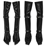 Martyr Women's Gothic Cross Studded Faux Leather Long Gloves in Black