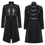 Roderick Men's Dark Military Armor Punk Coat in Black