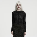 Là-Bas Women's Gothic Long Sleeve Lace Top in Black
