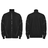 Vault Men's Gothic Eyelets Zipped Jacket in Black