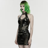 Augury Women's Gothic Patent Top with Mesh in Black