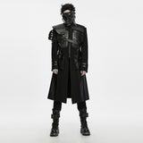 Roderick Men's Dark Military Armor Punk Coat in Black