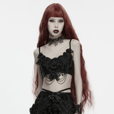 Machen Women's Gothic Bralet with Lace in Black