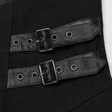Nether Gothic Wool Lace-Up Faux Leather Harness Coat Men's