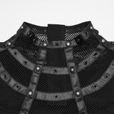 Nyx Women's Gothic Top with Mesh Panel Inserts in Elastic Knit Fabric, Mesh in Black