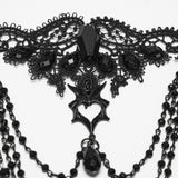Moonset Women's Gothic Bat Lace Choker Necklace in Black