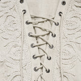 Vesper Women's Gothic Blouse with Lace-Up Front in White