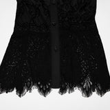 Columbarium Women's Gothic Flocked Lace Shirt in Black