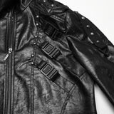 Malenfer Gothic Distressed Faux Leather Studded Coat Men's