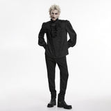 Heathcliff Men's Gothic Jacquard Ruffle Shirt in Black