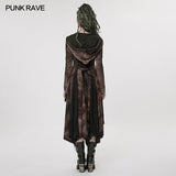 Carcosa Women's Punk Hooded Distressed Knit Coat in Black & Coffee
