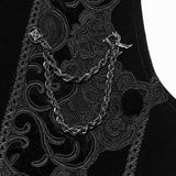 Pale Vigil Men's Gothic Zipped Brocade Waistcoat in Black