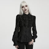Dead Calm Women's Gothic Blouse with Embroidery in Black