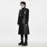 Roderick Men's Dark Military Armor Punk Coat in Black
