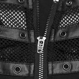 Nyx Women's Gothic Top with Mesh Panel Inserts in Elastic Knit Fabric, Mesh in Black