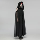 Vesperia Women's Gothic Cloak Cape with Faux Fur in Delicate Mesh, Which Creates An Ethereal Aesthetic in Black