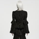 Augury Women's Gothic Blouse with Lace Fabric in Black
