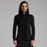 Goblin Men's Punk Half-Zip Long Sleeve Top in Black
