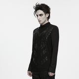 Aubergine Men's Punk Personality T-shirt in Black