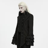 Rood Men's Gothic Ruffled Dandy Jacket in Black