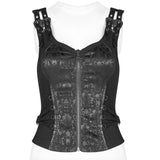 Cloister Women's Gothic Zipped Top in Black & SI