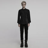 Thornveil Gothic Black Mesh Shirt Men's