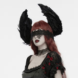 Carmilla Women's Gothic Crown with Feather Wings in Black