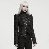 Belladonna Women's Gothic Coat with Metal Buckles in Black