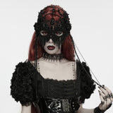 Salammbô Women's Gothic Beaded Priestess Masquerade Mask in Black