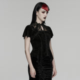 Crimson Elegy Women's Gothic Lace Top  in Black