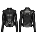 Widow Peak Faux Leather Zipped Top