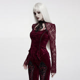 Cockatrice Women's Gothic Top with Velvet in Red