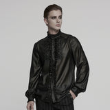Keats Gothic Glossy Chiffon Ruffled Men's Shirt