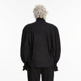 Mourning Star Men's Gothic Shirt with Ruffled Collar in Black