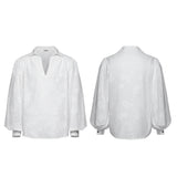 Cenotaph Men's Gothic Shirt with Paisley Embroidery in White