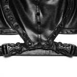Campanile Women's Punk Faux Leather Lace-Up Crop Top in Black