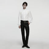 Austere Gothic White Cotton Ruffle Shirt Men's