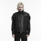 Styx Noir Men's Gothic Jacket with Studded Front Panel in Black