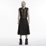 Oleander Men's Gothic Skirt with Decorative  Straps in Black