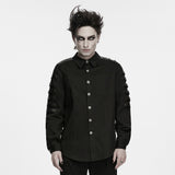 Bruges Men's Gothic Shirt with Studded Shoulders in Black