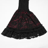 Lemures Women's Gothic Dark Contrasting Dress in Black & Red