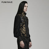 Still Life Men's Gothic Waistcoat in Black & Gold