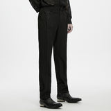 Guignol Men's Dark Embossed Trimmed Trousers in Black