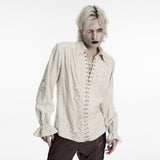 Porphyria Men's Gothic Shirt with Lace-Up Front in White