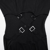 Chthonia Women's Gothic Hooded Cut-Out Dress in Black