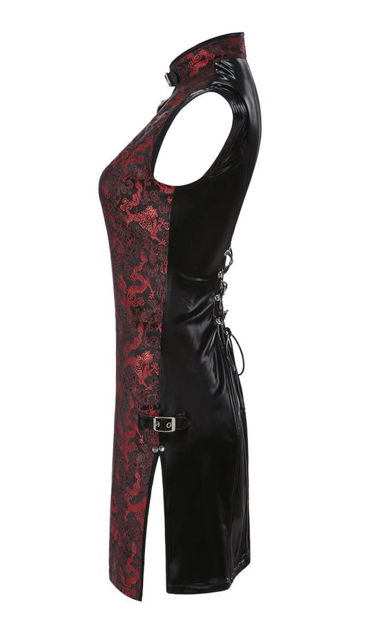 Visions Of China Mini Dress - Black & Red - PunkRave