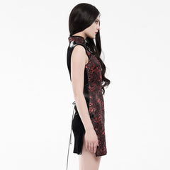 Visions Of China Mini Dress - Black & Red - PunkRave