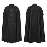 Willis Men's Gothic Military Strap Cloak in Black